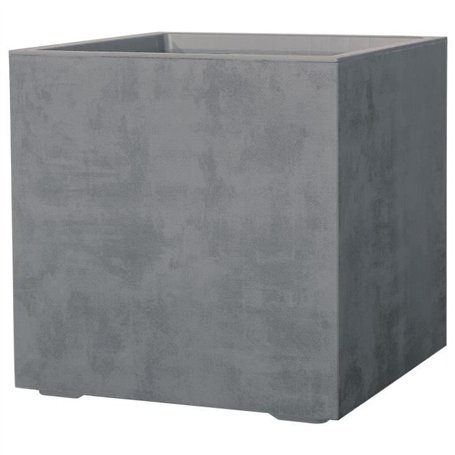 Pot de fleur Cube DEROMA - Millennium R - Ashgrey - A réserve d'eau - Roulettes 49 cm
