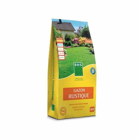 Gazon - BHS - Gazon Rustique - 5kg - Jardins Traditionnels - Tous Types de Sol - Dense, Esthétique - Installation Rapide & Durab