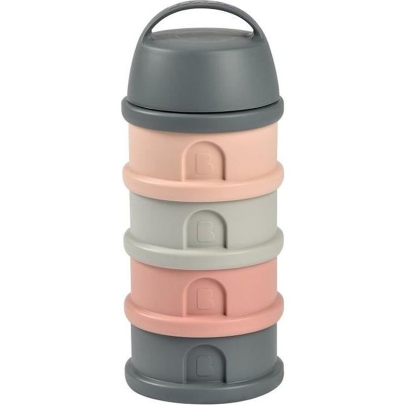 Boîte doseuse BEABA - 4 compartiments - mineral grey/pink
