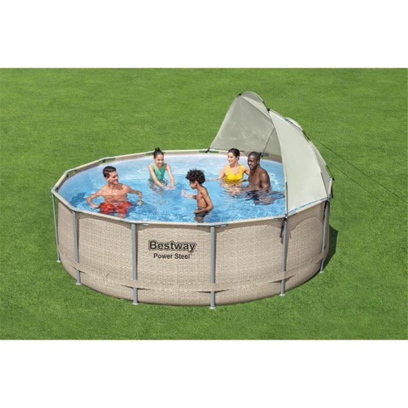 Image secondaire de BESTWAY - Auvent pour piscine ronde - Diamètre entre 305 cm et 549 cm - Gris