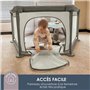 Parc Explore - DREAMBABY - 6 côtés avec base en tissu et cadre rembourré - Ø 1,40 m - H 70 cm - Taupe
