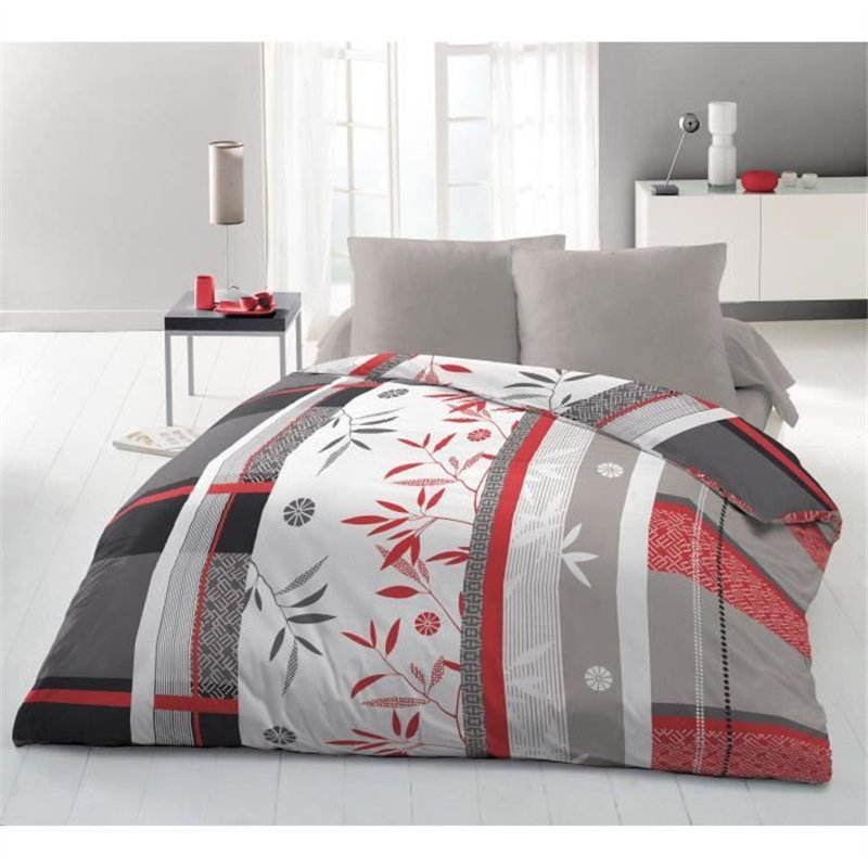 Image secondaire de Parure de lit microfibre - HOME LINGE PASSION - SHIZUOKA - Housse 220 x 240 cm + 2 taies d'oreiller 63 x 63 cm - Bleu