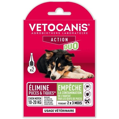 Pipette action duo - VETOCANIS - 134mg/40mg Solution pour Chiens Moyens
