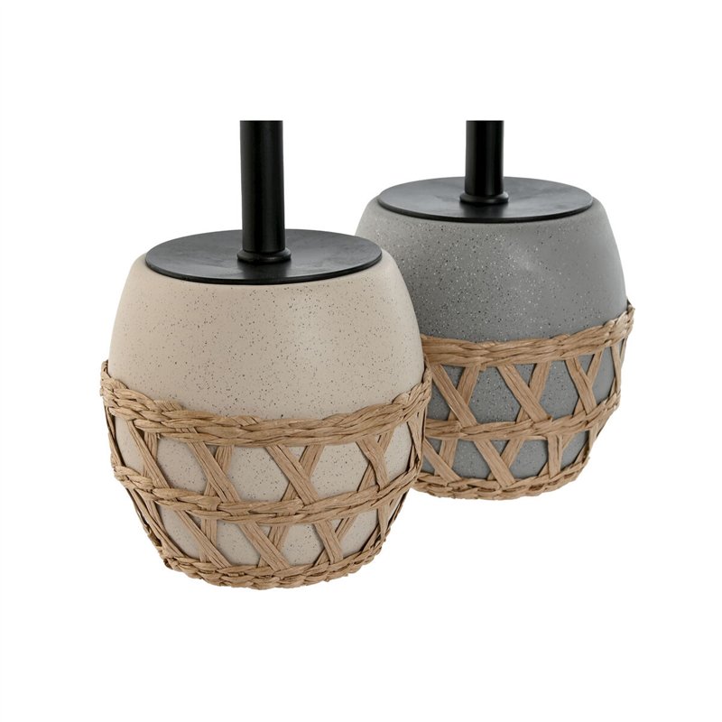 Image secondaire de Brosse de salle de wc Home ESPRIT Noir Gris Crème Fibre Dolomite 11 x 11 x 38 cm (2 Unités)