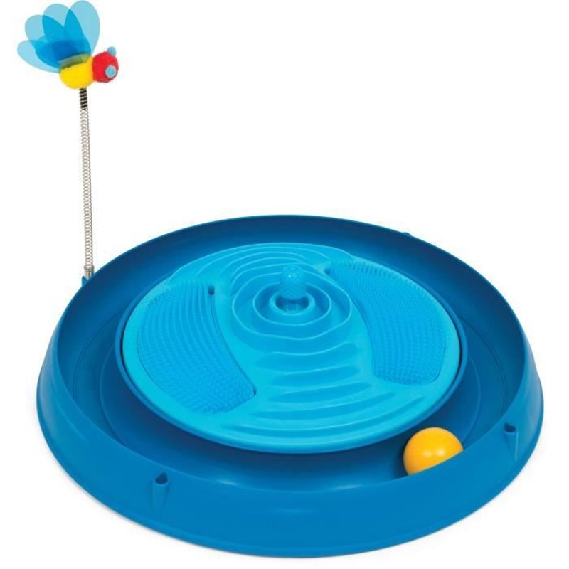 Jouet pour chat - CATIT - Circuit avec balle et herbe a chat - Bandes de massage multiples - Abeille a ressort
