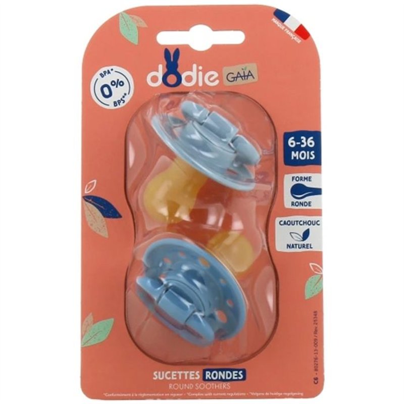 Sucettes-Dodie Gaia Sucettes Rondes 6-36M X2 (Couleur : Bleu)