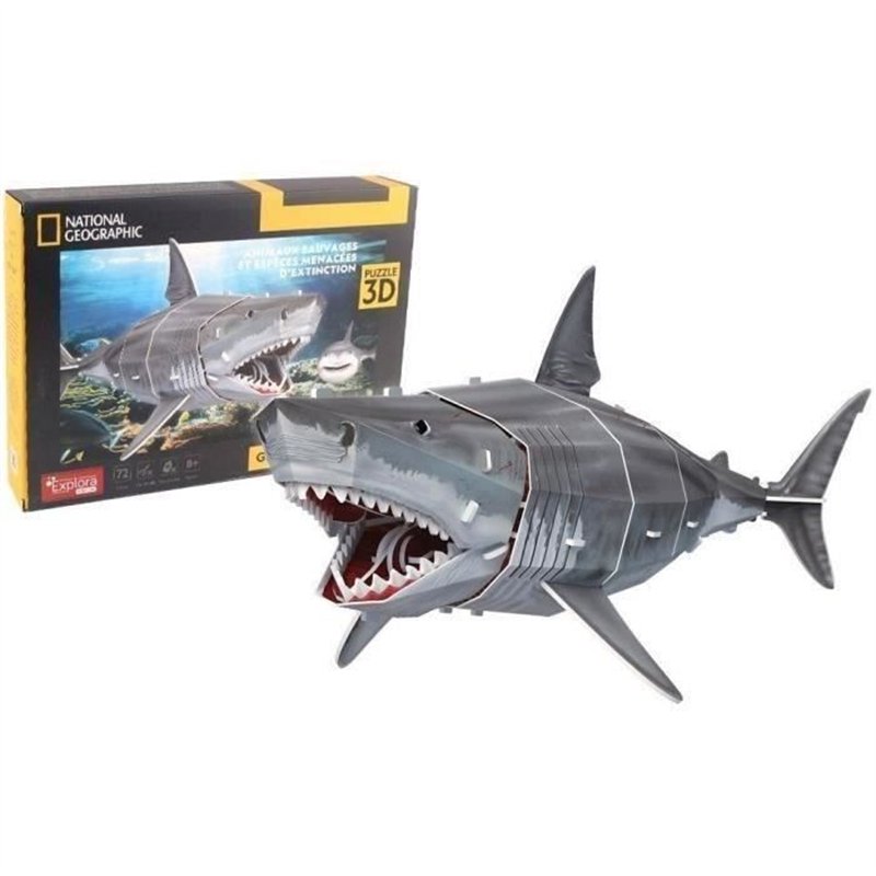 Puzzle 3D - Grand Requin Blanc - Jeu de construction - EXPLORA - 72 pieces - Des 8 ans