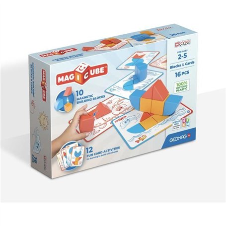 Blocs magnétiques - GEOMAG - Magicube Blocks & Cards - 16 pieces - Éducatif - Plastique recyclé