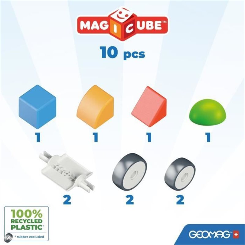 Image secondaire de Blocs magnétiques - GEOMAG - Magicube 308 - 10 pieces - Formes variées - Véhicules - Plastique recyclé