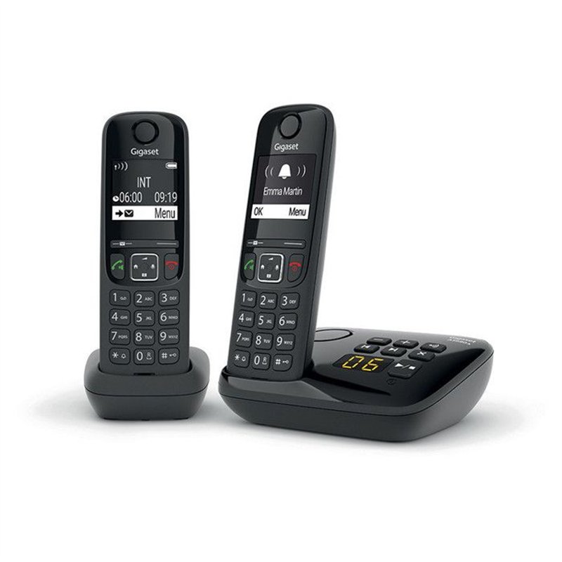 Téléphone Fixe AS690 A Duo Noir - GIGASET - Répondeur 20 min - Mains-libres performant - Affichage ultra-lisible