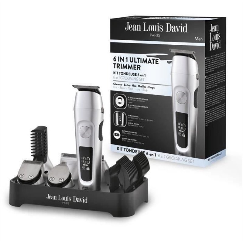 Image secondaire de Tondeuse cheveux 6 en 1 - JEAN LOUIS DAVID - JLD ULTIMATE TRIMMER - 6 tetes interchangeables - Autonomie 120 min