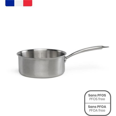 Brigade - Casserole en acier inoxydable 18 cm - LIVOO - MEP160 - Acier inoxydable Triply - Tous feux dont induction - Made in Fr