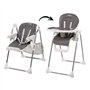 Chaise haute NANIA BIANCA - 6 mois a 36 mois - Dossier inclinable - Hauteur réglable - Pliage compacte - Gris