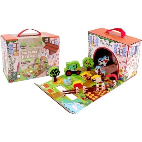 Maison de Jeu Ferme - PLANeTE BOIS - FSC - 12 Pieces - Jeu Enfant - Des 18 Mois
