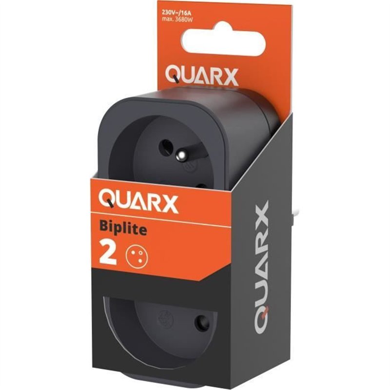 Biplite - QUARX - 2P 16A - Noir et gris anthracite, conforme NF