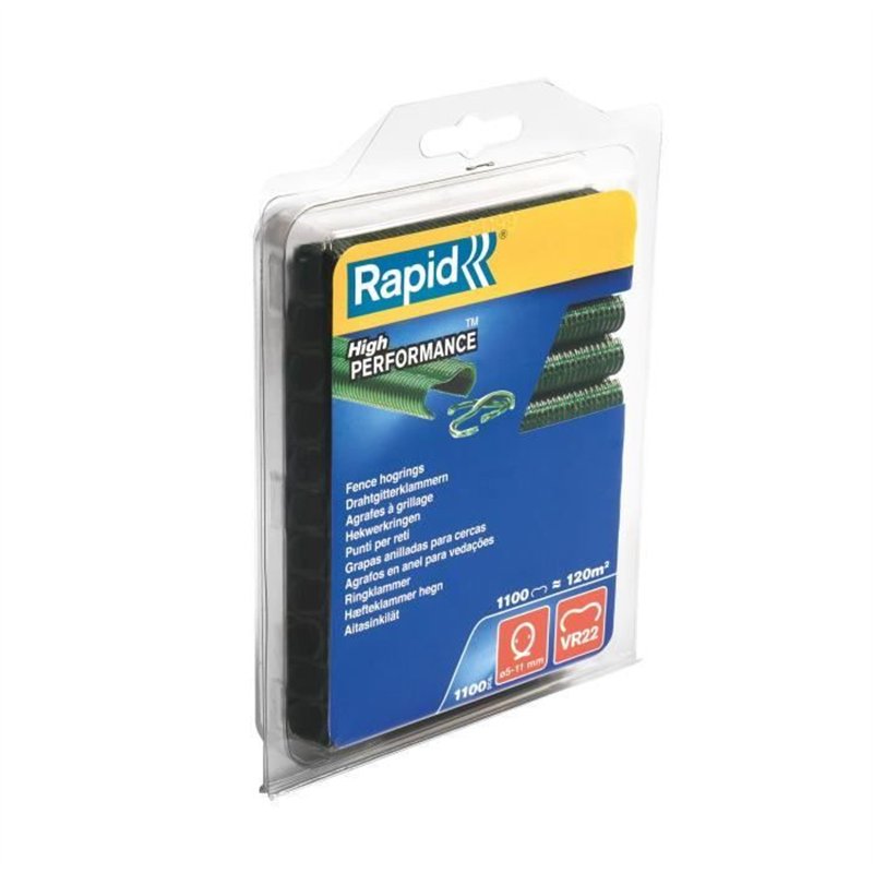 Agrafes grillage - RAPID - VR22 Vert - Blister 1100