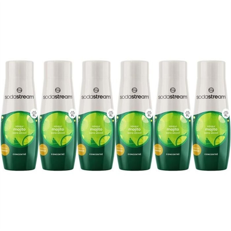 Concentrés SODASTREAM - Lot de 6 concentrés Mojito sans alcool - Jusqu'a 54L de boissons - 440 ml