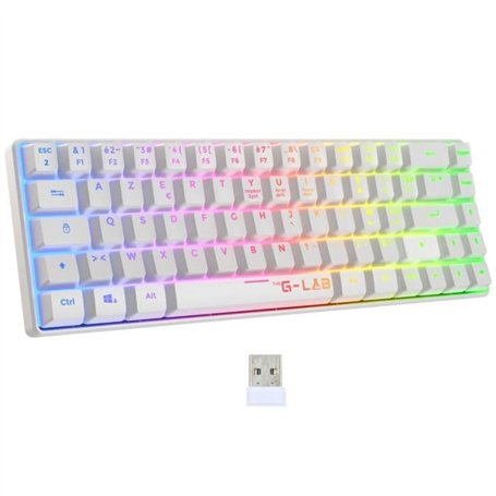 Clavier Gamer - Membrane - The G-Lab - KEYZ HYDROGEN WL - Rétroélairage arc-en-ciel - Sans fil - Semi mécanqiue - Azerty - Blanc