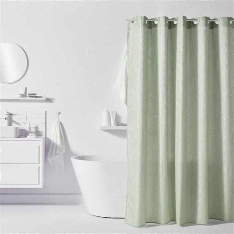 Rideau de douche gauffré - Green - Polyester - 180 x 200 cm - 12 crochets - UTILITY - TODAY
