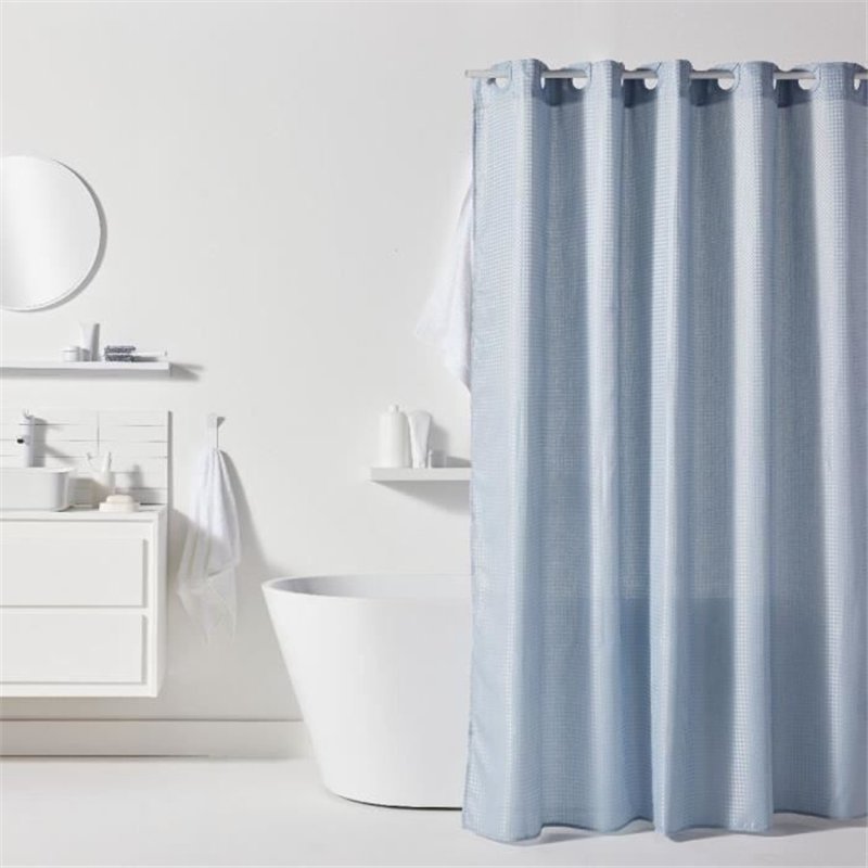 Rideau de douche gauffré - Blue - Polyester - 180 x 200 cm - 12 crochets - UTILITY - TODAY