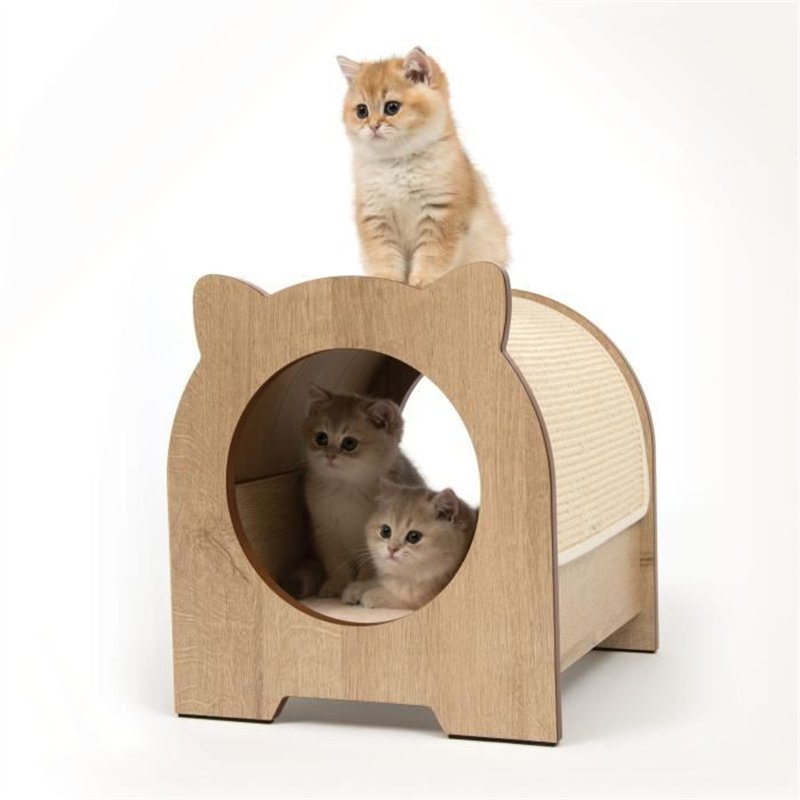 Image secondaire de Meuble à griffer pour chat - CATIT - Vesper Minou - Tapis à griffer en sisal remplaçable - Aspect chêne - L. 36 x l. 37 x H. 40