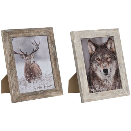 Cadre photo Home ESPRIT Blanc Naturel Verre polystyrène Scandinave 19,5 x 2 x 24,5 cm (2 Unités)