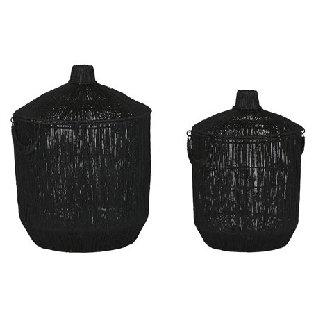 Set de basket Home ESPRIT Noir Jute Métal (2 Pièces)
