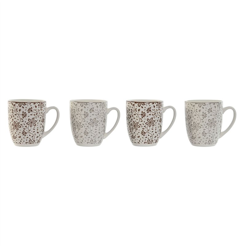 Ensemble de 4 mugs Home ESPRIT Marron Beige Fleurs 340 ml