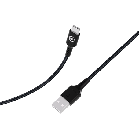 Câble Tissé USB A / USB C 3A 1.2m FastCharge 15W Noir Bigben