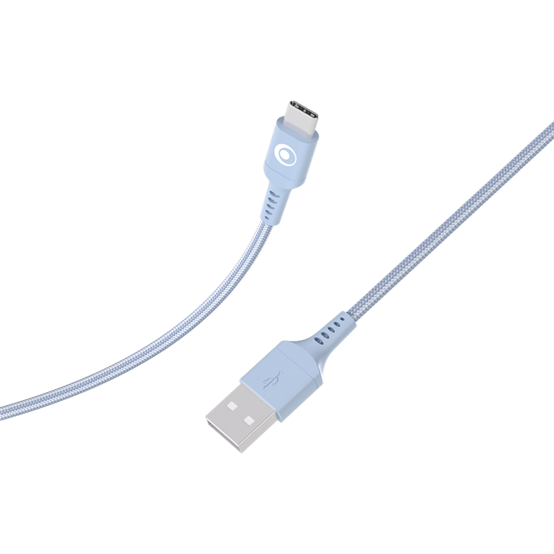 Câble Tissé USB A / USB C 3A 1.2m FastCharge 15W Bleu Bigben