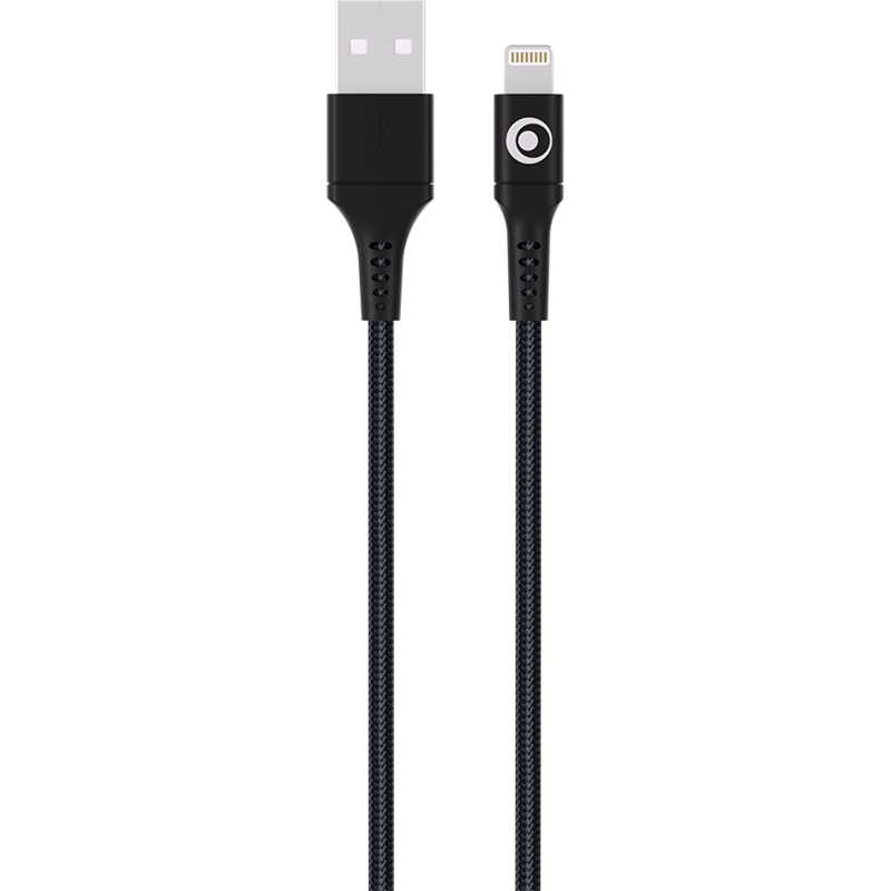 Image secondaire de Câble Tissé USB A / Lightning 2.4A 1.2m FastCharge 12W Noir Bigben