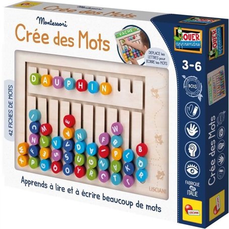 Compose-mots - Jeu Montessori - MONTESSORI - Tableau en Bois, Lettres et Chiffres Magnétiques