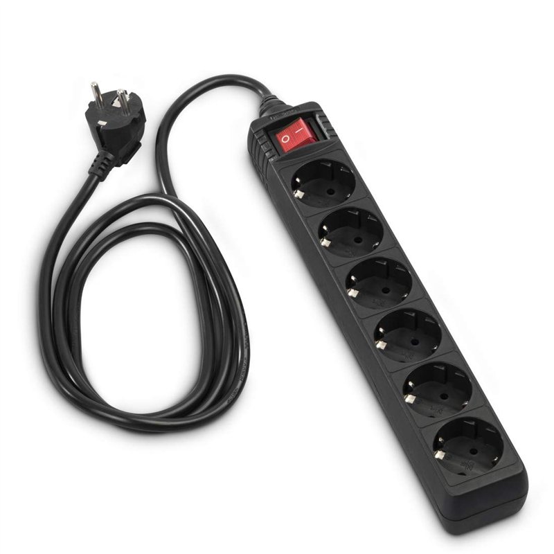 Hama Multiprise 6 Prises 16A avec Interrupteur (Rallonge multiprises 1.4m, Bloc 6 Prises Type F Schuko, 3500W Max, Idéal Bureau 