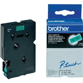 Brother TC-791 Ruban laminé Noir sur Vert