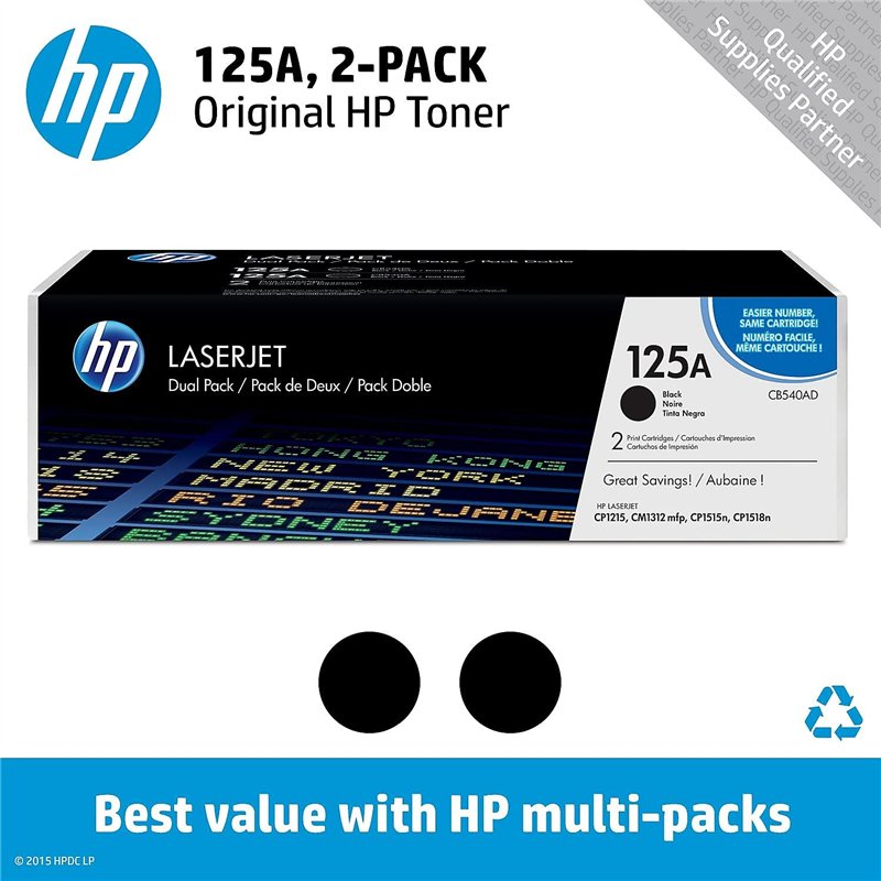 Image secondaire de HP 125A pack de 2 toners LaserJet noirs authentiques (CB540A), 2200 pages