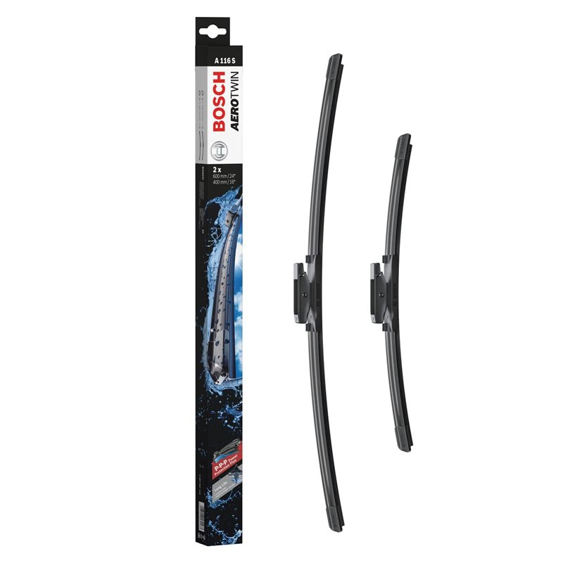 Bosch Balais d'Essuie–Glace Plats Aerotwin A116S, Longueur: 600mm/400mm – 1 Paire de Balais avant