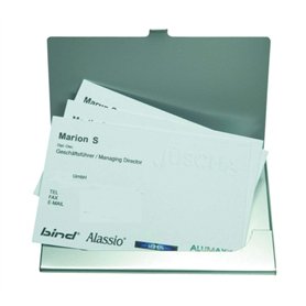 ALASSIO Visitenkartenetui aus Aluminium in Matter Optik, Etui für ca. 10 Visitenkarten Porte-Cartes de Visite, cm, Argenté (Silb