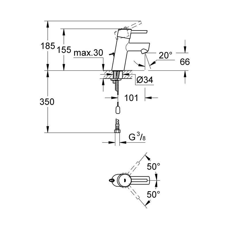 Image secondaire de Grohe Mitigeur Lavabo Concetto 3220610E (Import Allemagne)
