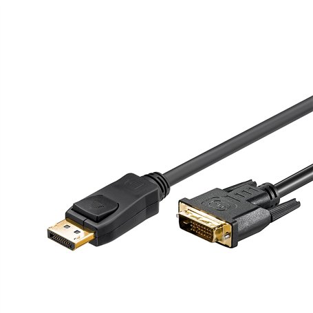 Goobay 51961 Câble Adaptateur DisplayPort/DVI-D 1.2, Doré, Noir, 2m Longueur de Câble