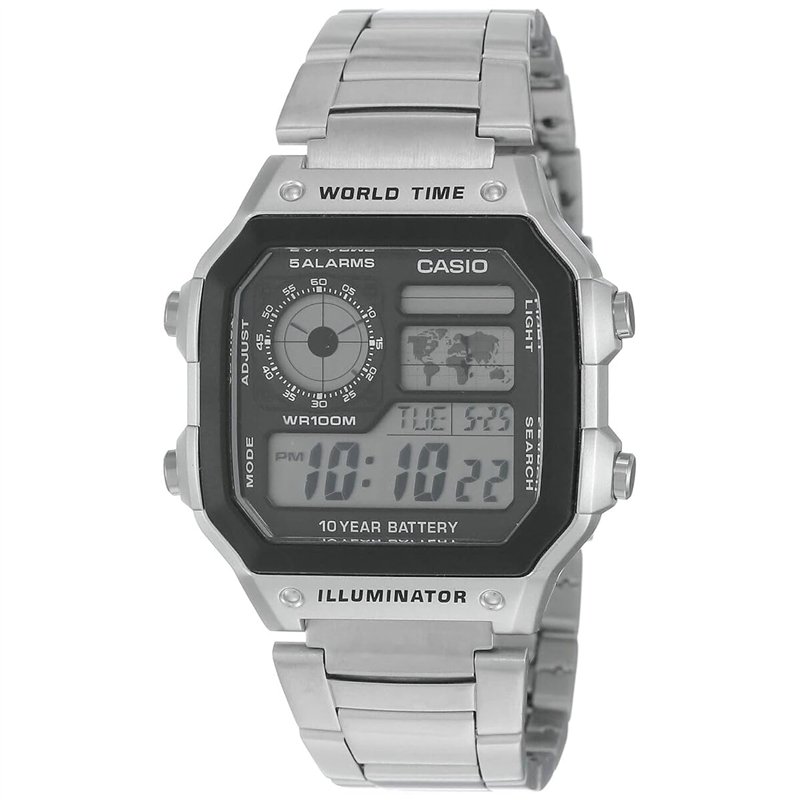 Casio - AE-1200WHD-1A - Sports - Montre Homme - Quartz Digital - Cadran LCD - Bracelet Acier Gris