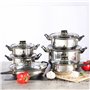 Hi Ensemble d'Ustensiles de Cuisine 12 pcs Ensemble de Casseroles Poêle Marmite avec Couvercle Cocottes Ensemble de Pot Maison A
