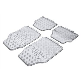 CARLINEA 4 Tapis Auto PVC aluminisé chrome 2 avant 2 arrière universels