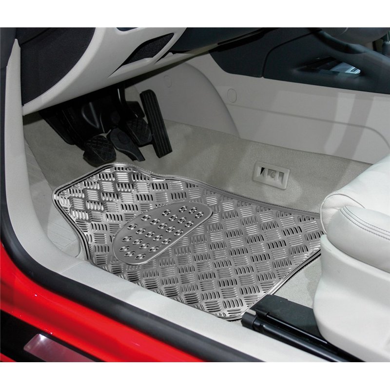 Image secondaire de CARLINEA 4 Tapis Auto PVC aluminisé chrome 2 avant 2 arrière universels