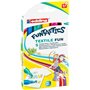 edding 17 FUNTASTICS TEXTILE FUN Marqueur pour textiles pour enfants - jaune, marron, bleu, rouge, vert - 5 stylos - pointe rond