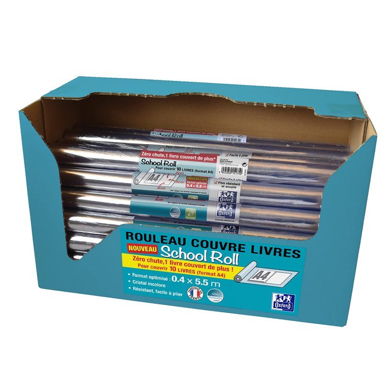 Image secondaire de OXFORD Rouleau Couvre-Livres School Roll 40x550cm PVC Lisse Epaisseur 8/100e Incolore