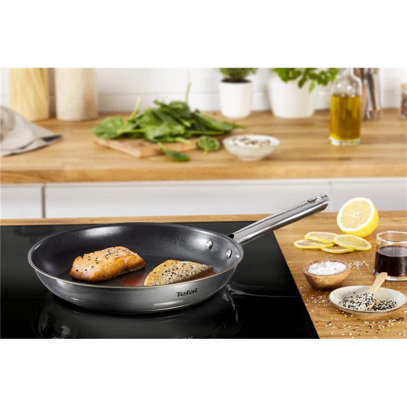 Image secondaire de Tefal Poêle 28 cm, Induction, Revêtement antiadhésif, Acier inoxydable 18/10, Garantie 10 ans, Base 3 couches, Cuisson saine, Sa