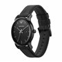 Emporio Armani Montre pour homme, mouvement date à trois aiguilles, boîtier en acier inoxydable noir de 41 mm avec bracelet en c