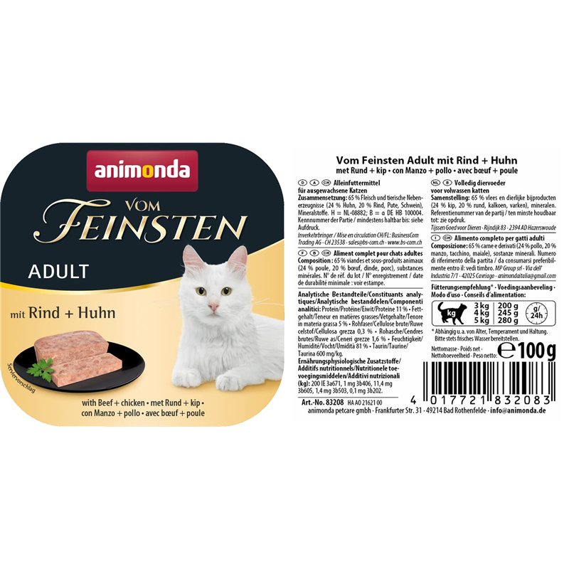 Image secondaire de Animonda Vom Feinsten Nourriture Humide pour Chat Adulte - avec Boeuf + Poulet - 32 x 100 g - Nourriture pour Chat