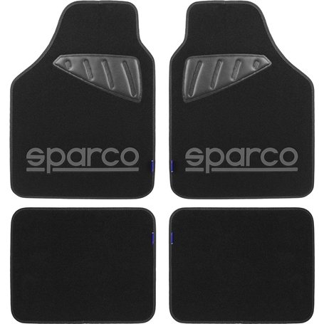 Sparco 4 pièces Tapis universels avec éraflures Gauche Logo/Droite Gris Tapis Noir