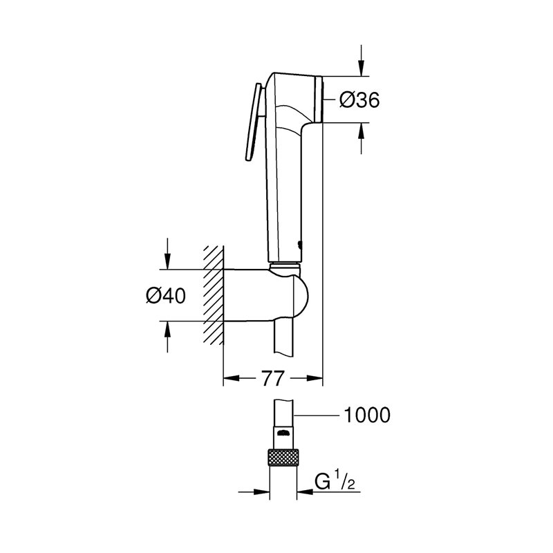 Image secondaire de GROHE 26352000 Tempesta-F Trigger Spray 30 Set de douche mural 1 jet, Chrome